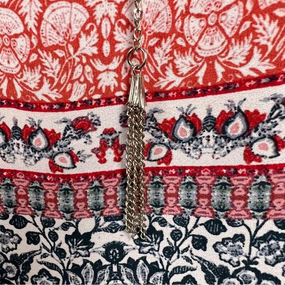 Zac & Rachel Womens Top Size Petite L white black salmon work wear metal tassel - Picture 3 of 16